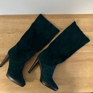 NEW Tamara Mellon Heeled Suede Boots in Green